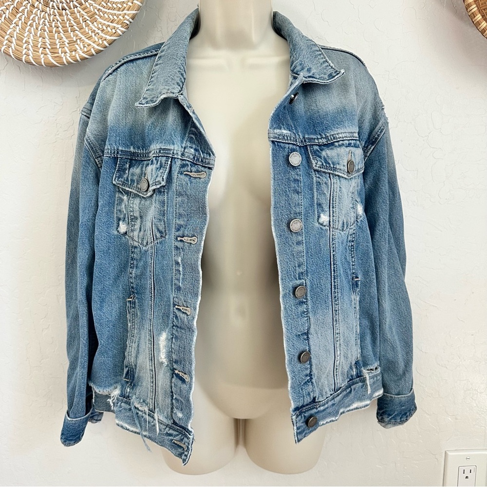 PAIGE Distressed Denim Jacket. Size XS